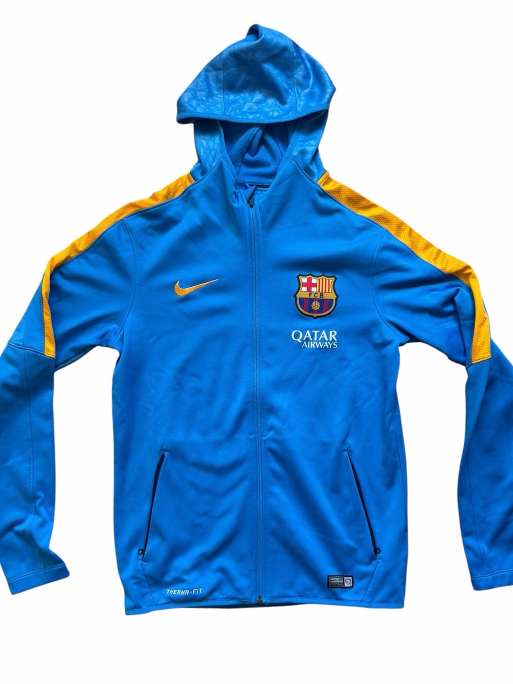 FC Barcelona Nike Therma-FIT Full Zip Blue Hoodie Jacket Size: M